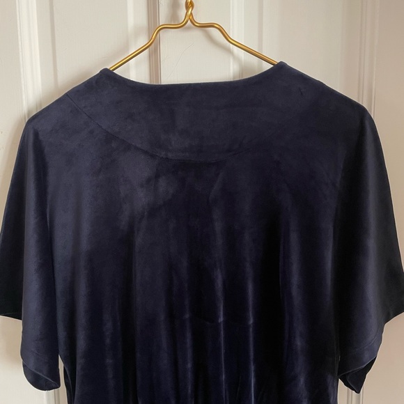 Anthropologie Velvet Jumpsuit Saturday Sunday Navy Blue Stretch V Neck. Pull On. - Picture 11 of 11